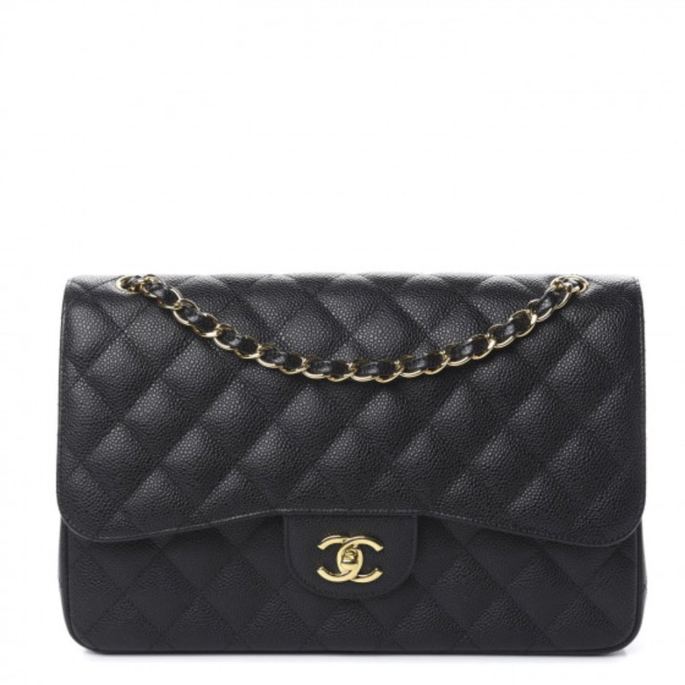 Chanel Caviar Classic Black Jumbo Double Flap GHW